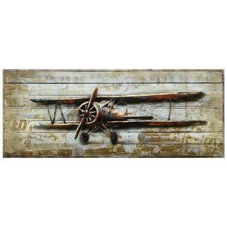 EMPIRE ART DIRECT Empire Art Direct PMO-180129-2460 24 x 60 in. Airplane Hand Painted Rugged Wooden Blocks Wall Sculpture 3D Metal Wall Art PMO-180129-2460